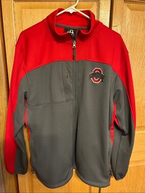 J. America Red and Gray Full-Zip Jacket